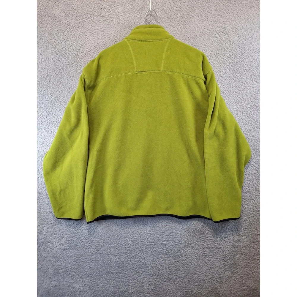GH Bass Mens 2XL Fleece Jacket Full‎ Zip Lime Green Mock Neck Outdoor Casual